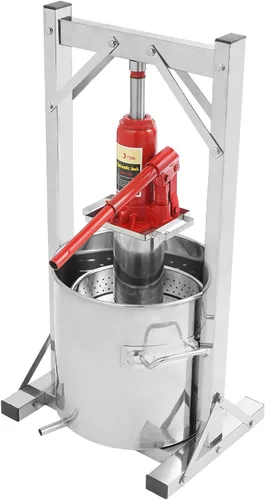 Vista 4 de Prensa de frutas de 3.2 galones, exprimidor hidráulico de acero inoxidable de 12 L, exprimidor de mano, trituradora de uva de sidra, vino, manzana