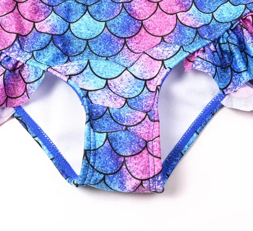 Vista 6 de Jxstar Trajes de baño de dos piezas con volantes de un hombro para niñas, ropa de playa y piscina