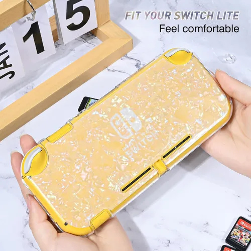 Vista 5 de DLseego Clear Glitter Protective Case for Switch Lite Console 2019, Dockable Sparkle Crystal Bling Soft & Flexible TPU and Hard PC Shockproof with