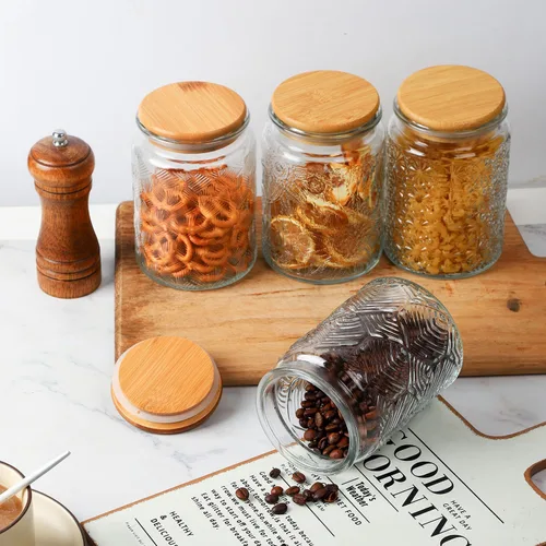 Vista 4 de WHJY Recipiente de almacenamiento de vidrio con tapa, tarros de vidrio herméticos, recipiente de té de granja, tarro de golosinas para perros