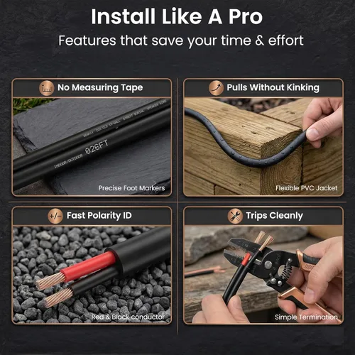 Vista 4 de GEARit Cable de altavoz exterior CL3 clasificado, cable de altavoz calibre 16, cable de altavoz de 100 pies para altavoces exteriores, patio