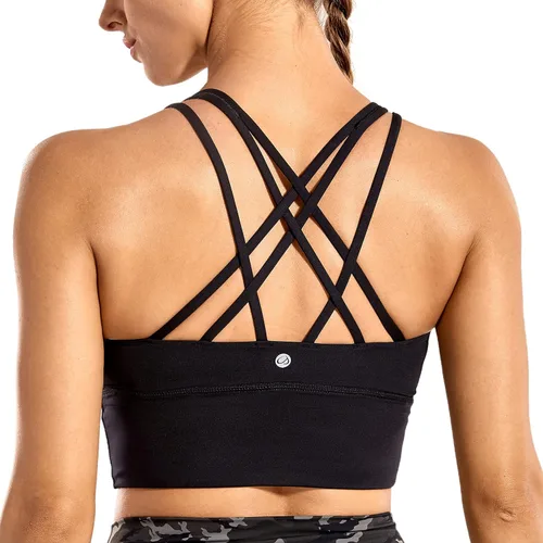 CRZ YOGA - Sujetador deportivo con tirantes delgados para mujer, con relleno y sin varillas para entrenamiento de mediano impacto