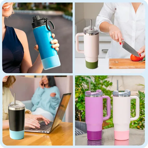 Vista 6 de 2Pack Silicone Boot Covers Compatible with Hydro Flask Wide Mouth 20/24oz,Standard Mouth18/ 21/24oz,24oz Travel&2-20oz Water Bottles 2.75-2.85