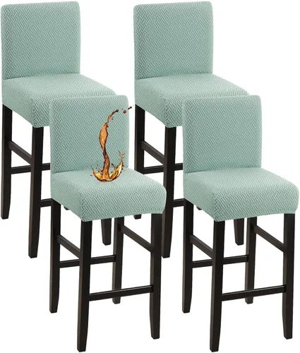 Vista 30 de YISUN - Fundas para taburete de bar, mezcla de forro polar elástico y poliéster, lavables y removibles, para taburete de bar y silla alta, con Beige