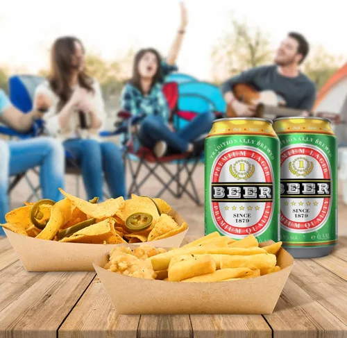 Vista 6 de Ocmoiy Bandejas de papel kraft de 2 libras, paquete de 200 unidades de botes de comida resistente, bandeja desechable para servir alimentos