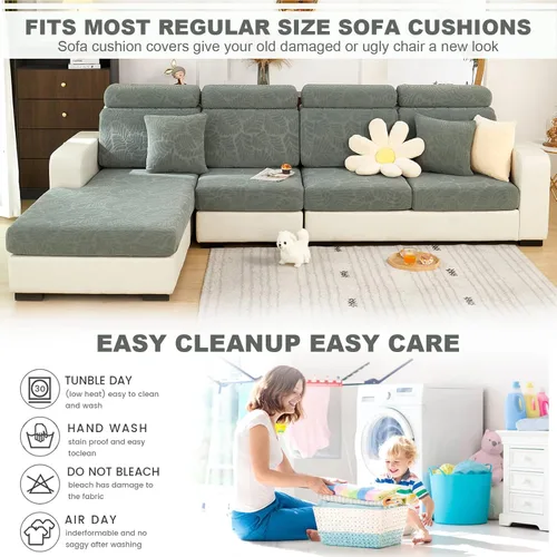 Vista 5 de cjc Funda para sofá, fundas elásticas universales para sofá de diván, fundas antideslizantes en forma de L, funda para sofá para sofá de 3 cojines