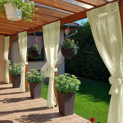 Vista 72 de SpaceDresser Cortinas traslúcidas impermeables para patio y exteriores – 2 paneles de cortina transparente con bolsillo para barra para sala