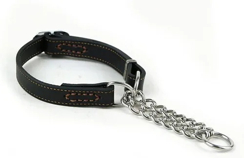 Vista 6 de Love Dream Martingale - Collar de entrenamiento de cuero para perros, cadena de acero inoxidable antiescape, sin tirones, para perros medianos