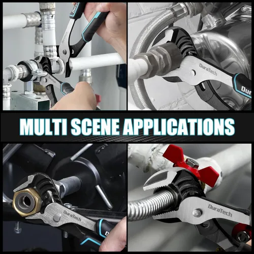 Vista 8 de DURATECH Juego de 2 alicates para juntas de ranura con bolsa rodante, alicates de bomba de agua ajustables de 10 y 8 pulgadas, alicates de lengüeta