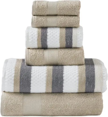 Vista 22 de Modern Threads Juego de toallas de 6 piezas, 100% algodón, de secado rápido, ultra absorbentes, incluye 2 toallas de baño, 2 manos y 2 paños Salvia