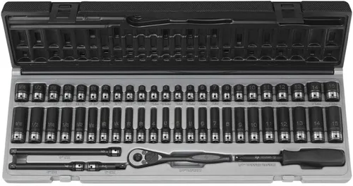Vista 2 de Grey Pneumatic (89253CRD) Juego de llaves fraccionarias y métricas de 53 piezas de 12 puntos con accionamiento de 1/4