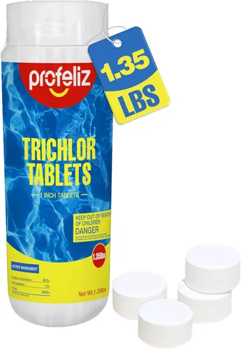 PROFELIZ Tabletas estabilizadas de cloro de 1 pulgada para piscinas, jacuzzis y spa, mata bacterias y detiene las algas, disolución lenta, perfectas