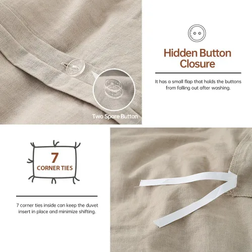 Vista 114 de Simple&Opulence Juego de funda de edredón de lino francés de 88 x 92 pulgadas, 5 piezas (1 funda de edredón, 4 fundas de almohada), mezcla de lino