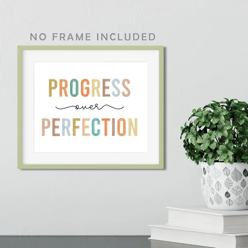 Vista 5 de Progress Over Perfection Art Print, Kids Motivational Classroom Wall Decor Poster Print, Kid's Room Decor, 8X10 inch Boho Classroom Decor