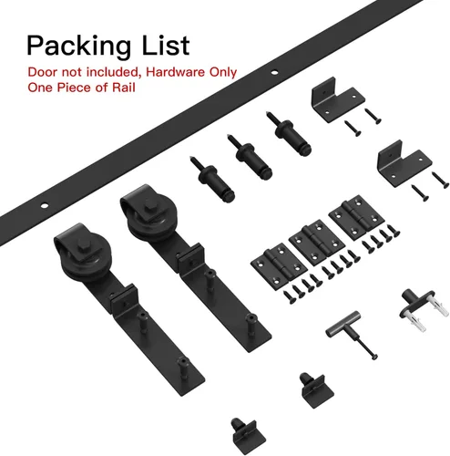 Vista 6 de Kit de herrajes para puerta corrediza de granero de 30 pulgadas para puertas de armario, suave y silenciosamente, ruedas giratorias de montaje