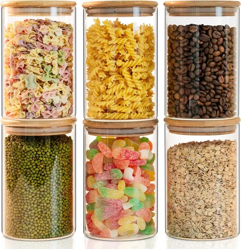 Vista 11 de Liuruiyu Paquete de 6 tarros redondos de vidrio de 16 onzas con tapa hermética, tarros Mason de boca ancha con tapas de abrazadera, recipientes