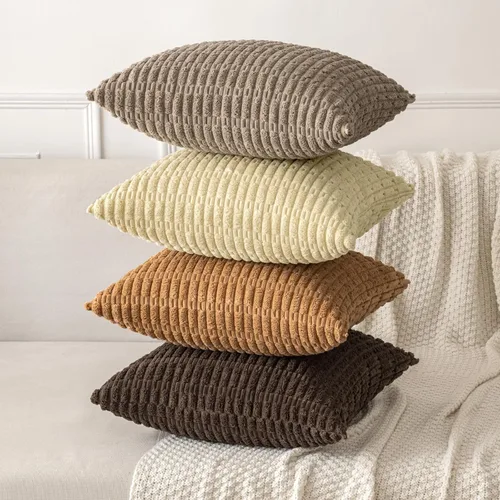 Vista 114 de MIULEE- Juego de 2 fundas de pana suave para cojín; diseño a rayas estilo bohemio, moderno, rural; decoración costera p/verano, hogar, sala de Azul