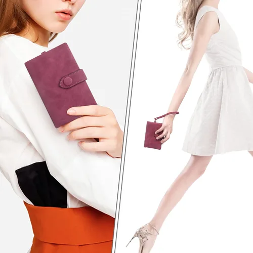 Vista 5 de CONISY Billeteras pequeñas de pulsera para mujer, billetera de cuero plegable RFID con ventana de identificación y cremallera