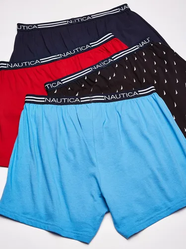 Vista 3 de Nautica mens 4 Pack Classic Cotton Loose Knit Boxers