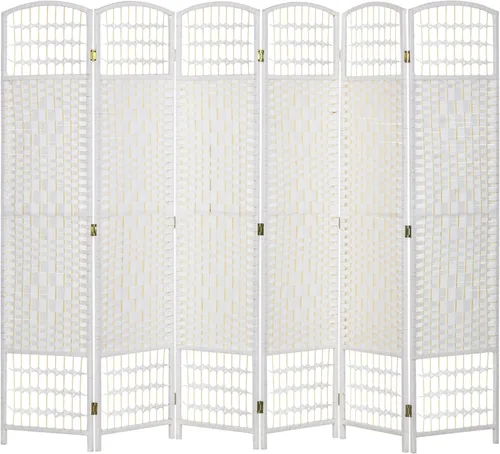 Vista 11 de HOMCOM Divisor de habitación de 4 paneles, pantalla de privacidad plegable, separador de habitación de 5.6 pies, divisor de pared de división Natural