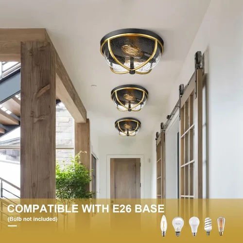 Vista 2 de Lámpara de Techo de Montaje Empotrado, Lámparas de Techo para Pasillo de Montaje en Techo, Iluminación Moderna de Cocina con Vidrio Granulado, Luces