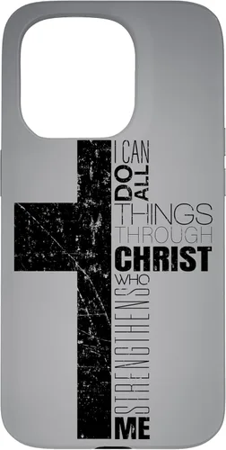 Vista 13 de iPhone XS Max Negro Cristiano Cruz Religiosa Biblia Verso Filipenses 4 13 Caso