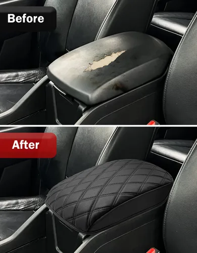 Vista 7 de KBH Funda para reposabrazos de consola central para Honda Pilot 2009 2010 2011 2012 2013 2014 2015, piel de vinilo, protector de cojín para tapa