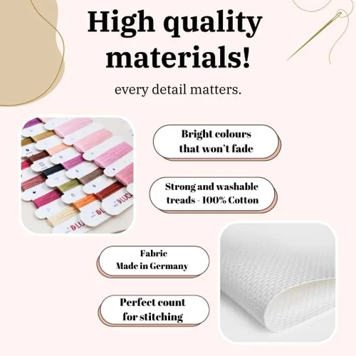 Vista 7 de Luca-S Kit de punto de cruz con aro - Composición con amapolas, BC209, kit de punto de cruz para adultos, kit de embroydery