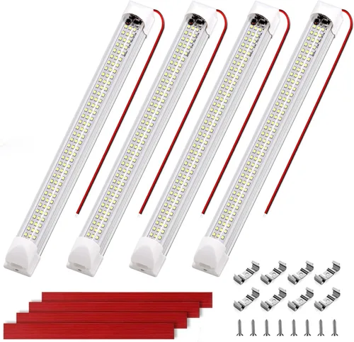 Vista 8 de RVZONE Barra de luz interior LED de 12 V 120 LED, 1800 lúmenes, 8 W, CC, 12 voltios, tira de luces LED con interruptor de encendido/apagado, luces