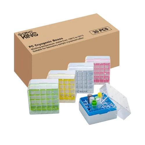Vista 7 de Cajas de congelador de policarbonato premium de 2 en 25 pocillos para almacenamiento de muestras, caja de laboratorio de congelador
