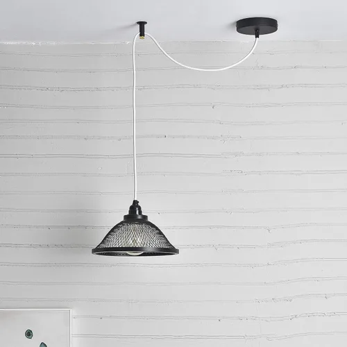 Vista 4 de BRIGHTTIA Toldo de techo negro de 1 puerto con agarre de cable de nailon, kit de conversión de accesorio colgante enchufable a cable rígido - Placa