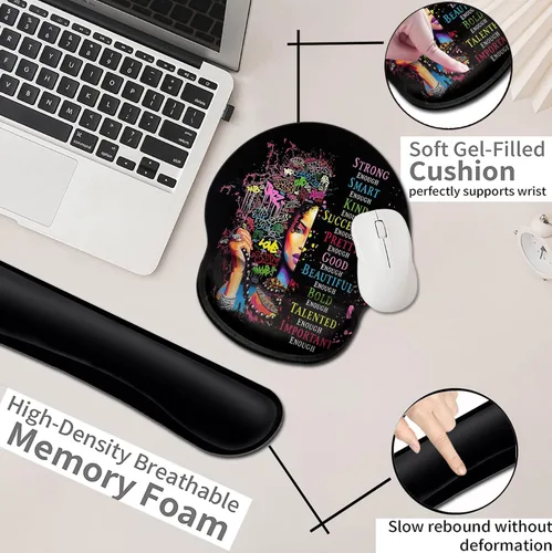 Vista 6 de Alfombrilla de mouse ergonómica con gel de soporte para muñeca, cómoda alfombrilla de mouse inalámbrica, alfombrilla de mouse para aliviar el dolor