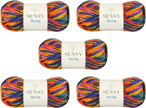Vista 52 de Sensy Roving - Ovillo de lana multicolor, 3.5 onzas, 132 yardas, calibre 5, voluminoso (otoño)