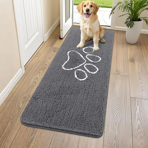 Vista 62 de Smiry Tapete para puerta de perro para patas fangosas, absorbente que atrapa la suciedad, antideslizante, de secado rápido, lavable, tapete