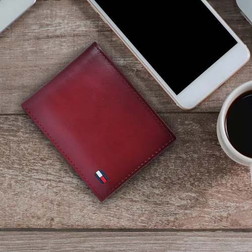 Vista 7 de Tommy Hilfiger Cartera de cuero genuino para hombre con múltiples ranuras para tarjetas
