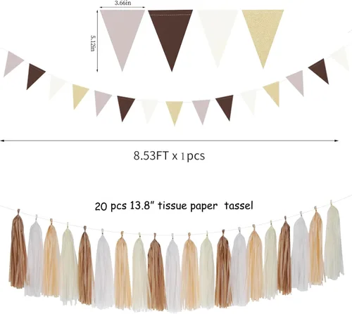 Vista 3 de Nuestra marca Ouruola - Paquete de decoración para fiestas de baby shower boho - 28 piezas de decoración de cumpleaños, boda, despedida de soltera