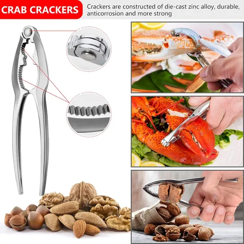 Vista 3 de El juego de herramientas de mariscos incluye 4 galletas de cangrejo, 4 tenedores de mariscos, 4 galletas de langosta, 4 tijeras de mariscos