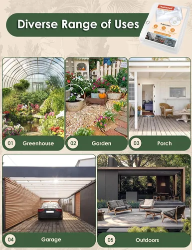 Vista 8 de 20 Mil Lona de PVC Transparente Resistente 8 x 8 Pies, Lona de Vinilo Transparente Impermeable y Resistente al Viento para Pérgola de Patio, Toldo