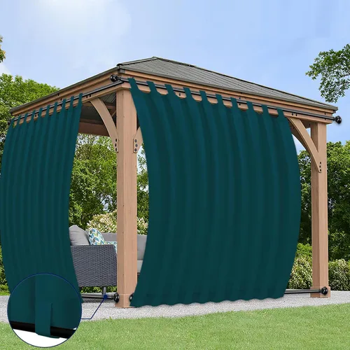 Vista 24 de PureFit Cortinas de exterior para patio desmontable, con pestañas adhesivas, impermeables, resistentes a la intemperie, a los rayos UV y a la Blanco