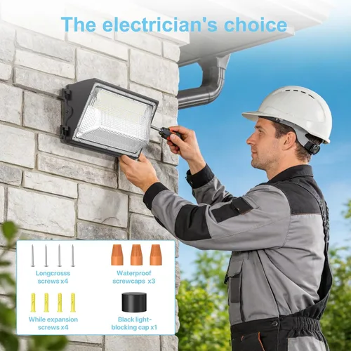 Vista 8 de HYPERLITE Paquete de pared LED de 70 W con fotocélula del atardecer al amanecer, luces de seguridad ajustables ideales para exteriores para granero