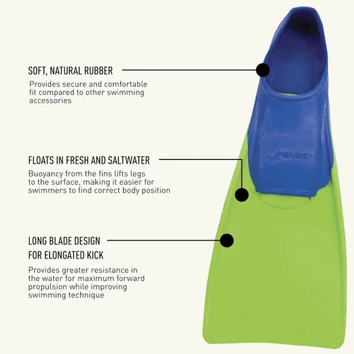 Vista 4 de FINIS Long Floating Swim Training Fins for Kids - Improves Kick Technique & Body Position