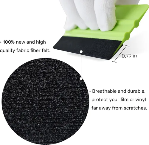 Vista 4 de Escobilla de fieltro para vinilo, escobilla de vinilo con borde de fieltro de plástico, herramienta aplicadora de raspador de calcomanías gráficas