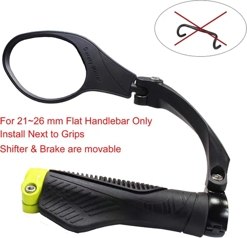 Vista 5 de Hafny - Espejo retrovisor para manubrio de bicicleta, de acero inoxidable, color negro (espejo izquierdo), Izquierda