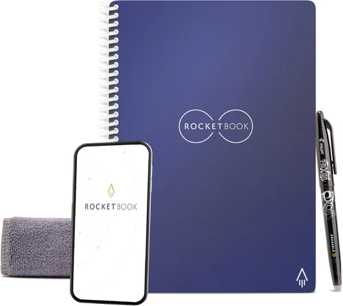 Vista 25 de Rocketbook Core - Cuaderno de espiral reutilizable, tamaño ejecutivo de 6 x 8.8 pulgadas, color negro, páginas punteadas, conectadas a