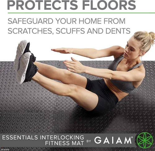 Vista 6 de Gaiam Essentials Tapete de ejercicio entrelazado, azulejos cuadrados de espuma de rompecabezas para gimnasio en casa, tapete de entrenamiento
