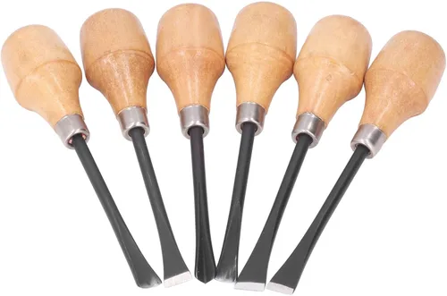 Vista 6 de Juego de cinceles para tallar madera, herramientas manuales de escultura, mango hemisférico, herramientas para carpintería, accesorios