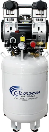 California Air Tools 10020DC - Compresor de aire ultra silencioso y sin aceite de 2.0 hp 10.0 galones con sistema de secado de aire, color blanco