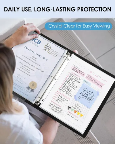 Vista 5 de KTRIO - Protectores de hojas de 8.5 x 11 pulgadas, protector de página transparente para carpeta de 3 anillos, fundas de plástico para carpetas