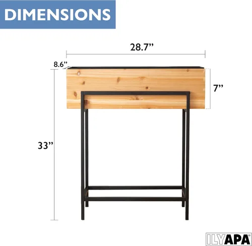 Vista 2 de Ilyapa Maceta elevada con patas, maceta elevada de metal y madera, 33 x 29 x 7 pulgadas, interior y exterior, perfecta para sala de estar, porche