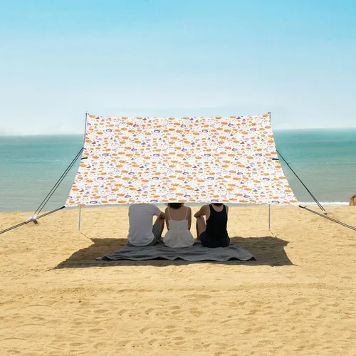 Vista 5 de Halloween Dancing Pumpkin Ghosts Owl Skull Lightweight Stable Beach Tent for Camping, Picnics, Backyard & Fishing UPF50+ Protection Outdoor Sun
